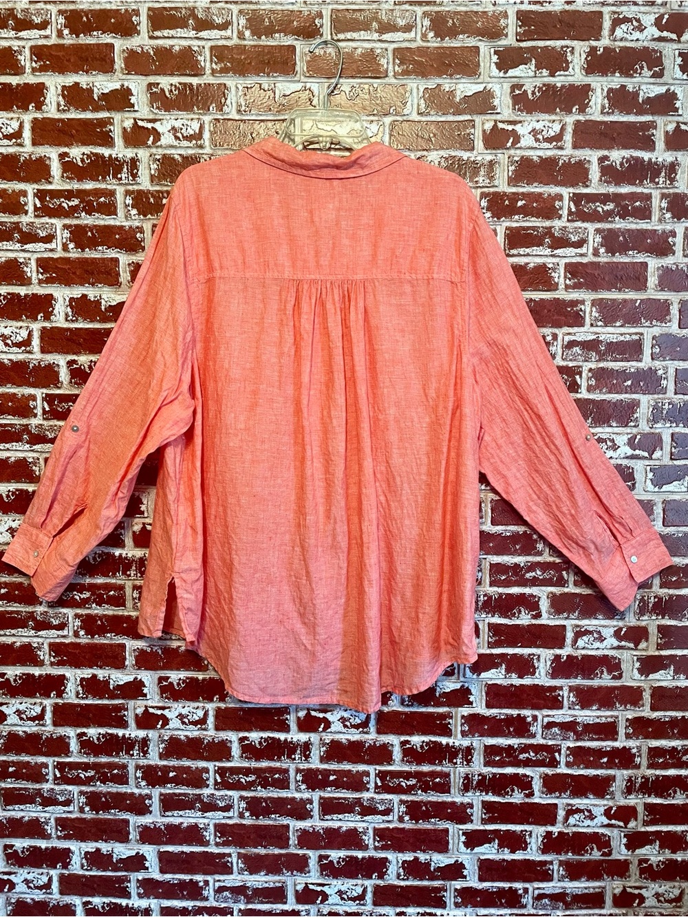 Sigrid Olsen Linen Coral Popiver Tunic Blouse. Size 2X. - Picture 5 of 10